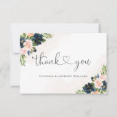 Hochzeitsflasche mit rosa Navy & Blush Vielen Dank Dankeskarte (Vorderseite)