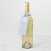 Hochzeitsflasche | Monogram Blue Floral BOHO Flaschenanhänger (Angewinkelt)