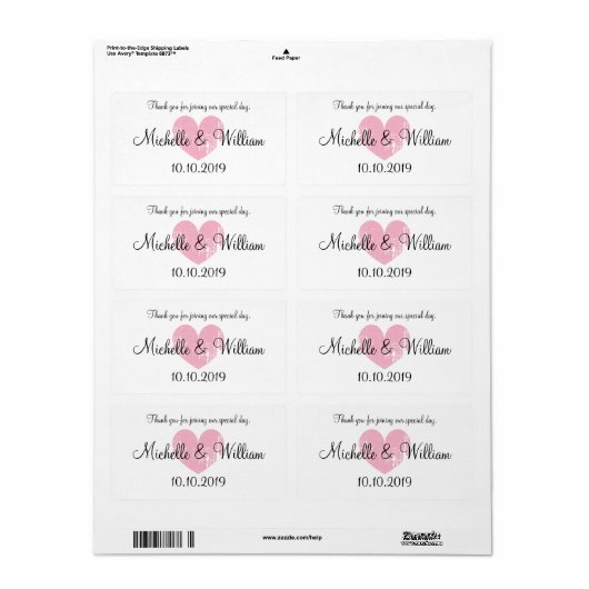 Hochzeitsflaschen mit niedlichem rosa Herz (Vorne)