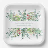 Hochzeitsflora Elegante Weinkultur Pappteller (Vorderseite)