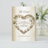 Hochzeitsflora Golden Verziert Heart Frame Elegant Begleitkarte (Stehend Vorderseite)