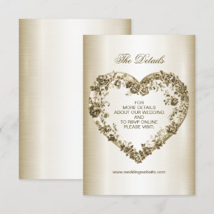 Hochzeitsflora Golden Verziert Heart Frame Elegant Begleitkarte