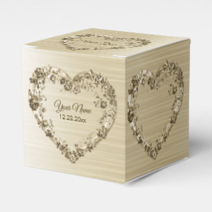 Hochzeitsflora Golden Verziert Heart Frame Elegant Geschenkschachtel