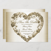 Hochzeitsflora Golden Verziert Heart Frame Elegant