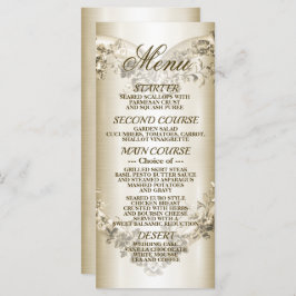 Hochzeitsflora Golden Verziert Heart Frame Party Menükarte