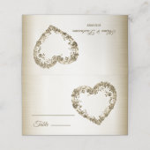 Hochzeitsflora Golden Verziert Heart Frame Party Platzkarte (Außenseite Aufgefaltet)