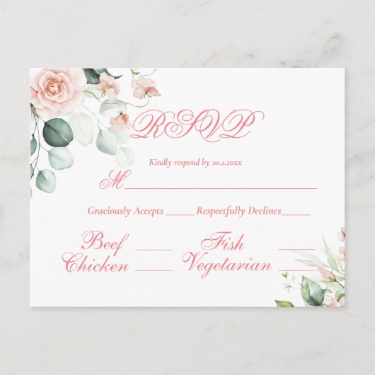 Hochzeitsfloral Elegant Pink Script UAWG Budget Postkarte (Vorderseite)