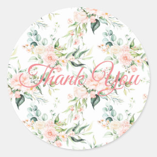 Hochzeitsfloral Elegante Rosa Chic Girly Script Runder Aufkleber