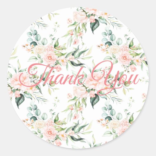 Hochzeitsfloral Elegante Rosa Chic Girly Script Runder Aufkleber (Vorderseite)
