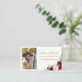Hochzeitsflorale Burgund Foto Website Beipackkarte Begleitkarte (Stehend Vorderseite)