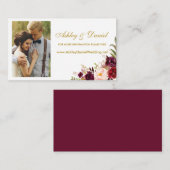 Hochzeitsflorale Burgund Foto Website Beipackkarte Begleitkarte (Vorne/Hinten)