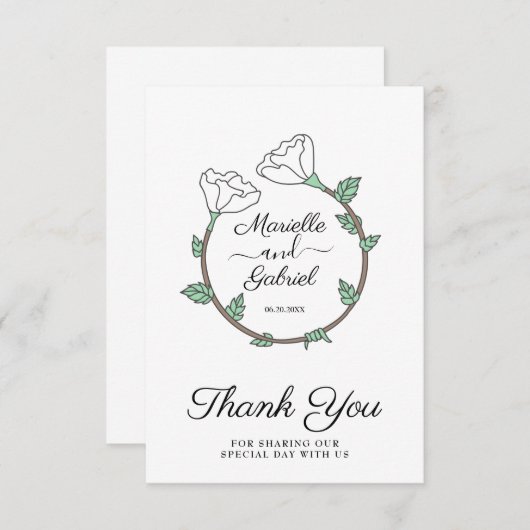 Hochzeitsfloralring - Danke Karte (Vorne/Hinten)