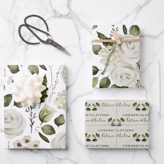 Hochzeitsflorentapapier Set 3 Geschenkpapier Set (Vorderseite)