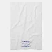 Hochzeitsflorrosa Spitze auf weißen Damasken Geschirrtuch (Vertikal)