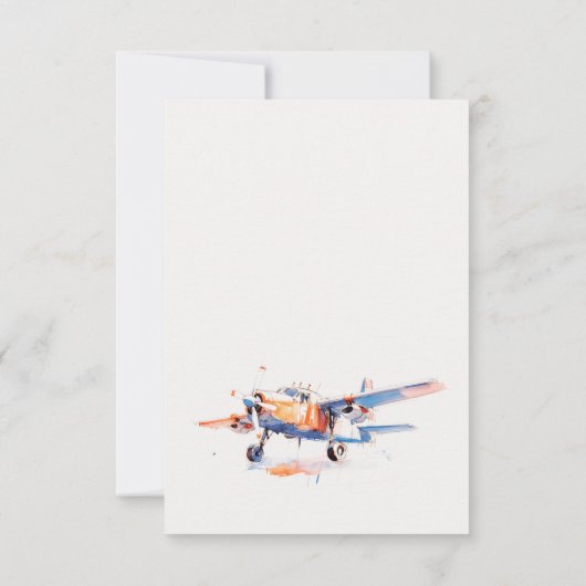 Hochzeitsflugzeug mit blauem Orange-Rose RSVP Karte (Rückseite)