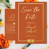 Hochzeitsfolie Save the Date Terracotta Postkarte