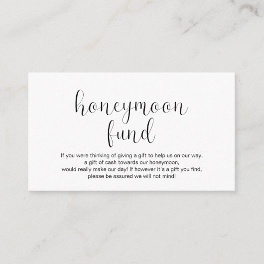 Hochzeitsfond, Minimal, Schwarzer Schriftart, Begleitkarte (Vorderseite)