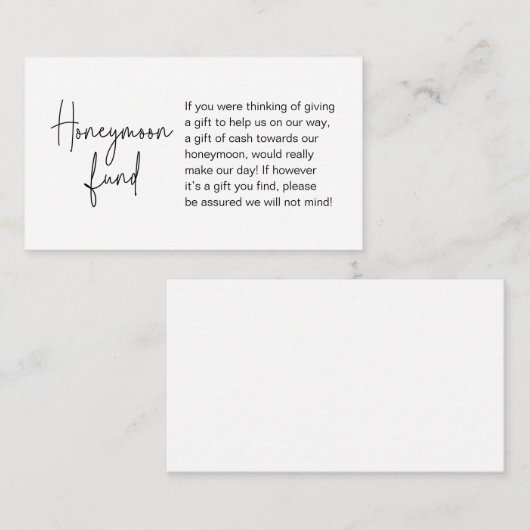 Hochzeitsfond, moderne handgeschriebene Schrift Begleitkarte (Vorne/Hinten)