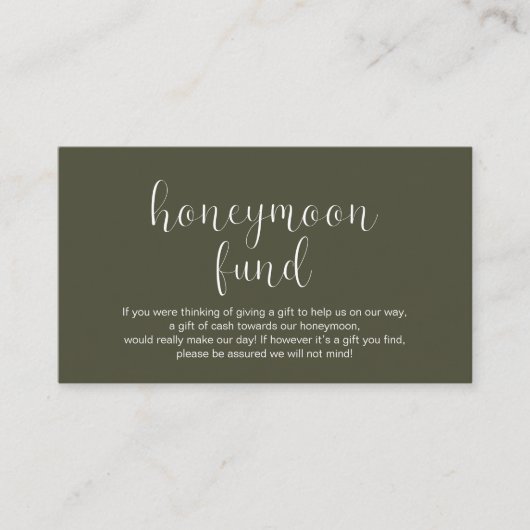 Hochzeitsfond, Moderner Minimal Begleitkarte (Vorderseite)