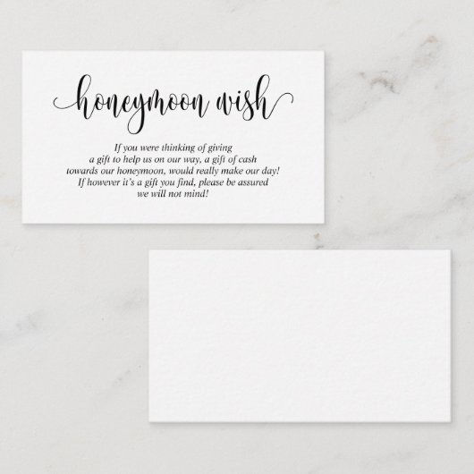 Hochzeitsfond oder Wunsch, moderne Schrift Begleitkarte (Vorne/Hinten)