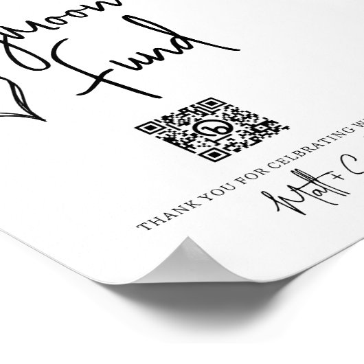 Hochzeitsfonds mit QR Code-Zeichen Poster (Ecke)