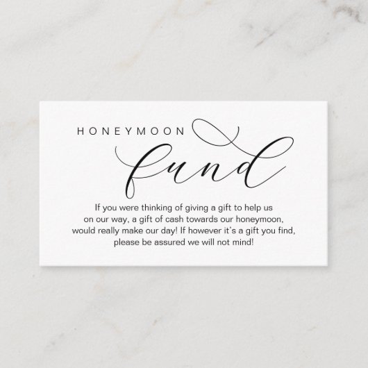 Hochzeitsfonds, Wunsch, moderner Minimalwert Begleitkarte (Vorderseite)