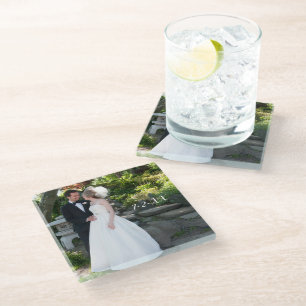 Hochzeitsfoto-Andenken Hochzeitsdatum Glas-Unterla Glasuntersetzer