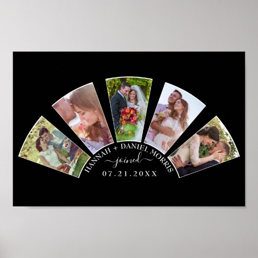 Hochzeitsfoto Collage Fan Form Individuelle Name S Poster (Vorne)