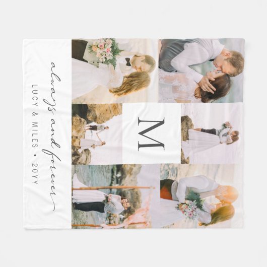 Hochzeitsfoto Collage Fleece Blanket (Vorderseite (Horizontal))