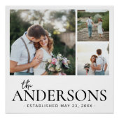 Hochzeitsfoto-Collage mit Monogramm Poster (Vorderseite)