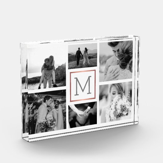 Hochzeitsfoto Collage Monogram Black & White Fotoblock (Links)