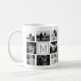 Hochzeitsfoto Collage Monogram Black & White Kaffeetasse