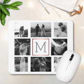 Hochzeitsfoto Collage Monogram Black & White Mousepad