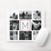 Hochzeitsfoto Collage Monogram Black & White Mousepad (Mit Mouse)