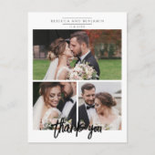 Hochzeitsfoto-Collage-Skript Danke Postkarte (Vorderseite)