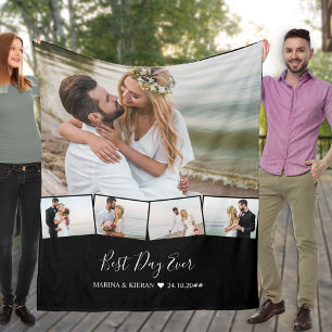 Hochzeitsfoto-Collage Zickzack-Bildstreifen-Fleece Fleecedecke