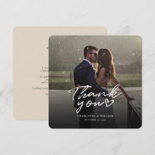 Hochzeitsfoto Handschriftliche elegante Danksagung Dankeskarte