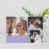 Hochzeitsfoto in Flieder 'Erinnerungen mit Liebe g Dankeskarte (Stehend Vorderseite)