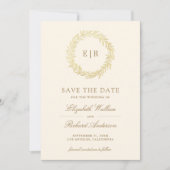 Hochzeitsfoto mit Goldblattzweig Save The Date (Vorderseite)