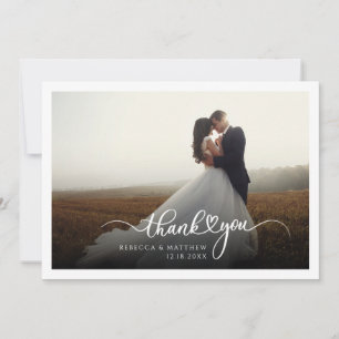 Hochzeitsfoto mit handgeschriebener Schrift Dankeskarte