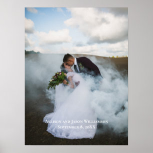 Hochzeitsfoto mit personalisierten Namen und Datum Poster