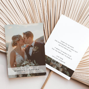Hochzeitsfoto modern elegant chic Et-Zeichen weiß Dankeskarte