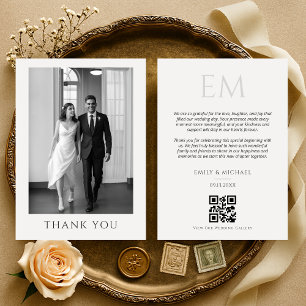 Hochzeitsfoto-Monogramm-QR-Code-Dankeschön Dankeskarte
