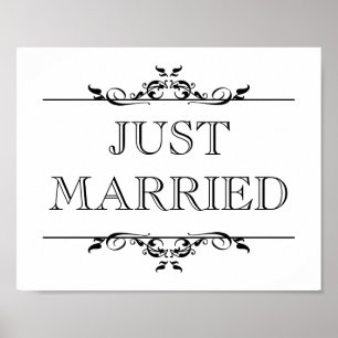 Hochzeitsfoto-Requisiten-Schild Gerade verheiratet Poster