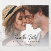 Hochzeitsfoto Save the Date Funkelnde Weinlabel Schaumweinetikett (Einzelnes Label)