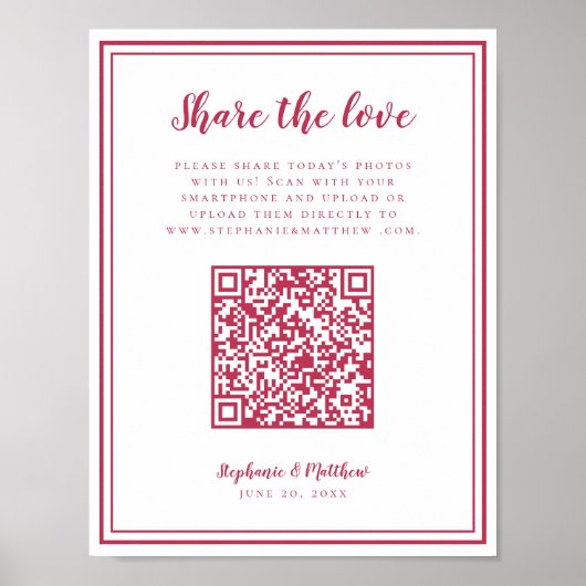 Hochzeitsfoto Teilen Sie die Liebe QR Scan Code Ma Poster (Vorne)