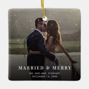 Hochzeitsfoto Verheiratet & Fröhlich Frischvermähl Keramikornament