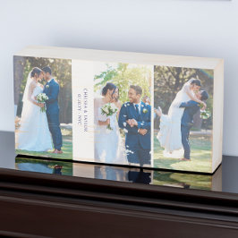 Hochzeitsfotocollage - 3 Fotos und Text nach Maß Holzkisten Schild