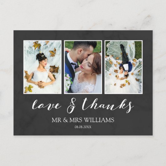 HochzeitsfotoCollage | Liebe von Kohle und Danke Postkarte (Vorderseite)