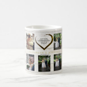 Hochzeitsfotocollage Rustic Simple Heart Quote Kaffeetasse